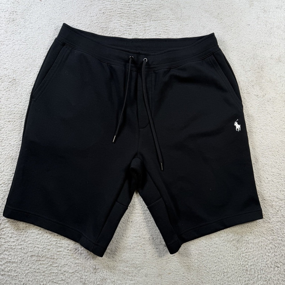 Polo Ralph Lauren Shorts Mens Medium Black Sweat Drawstring Pony Fleece Lounge